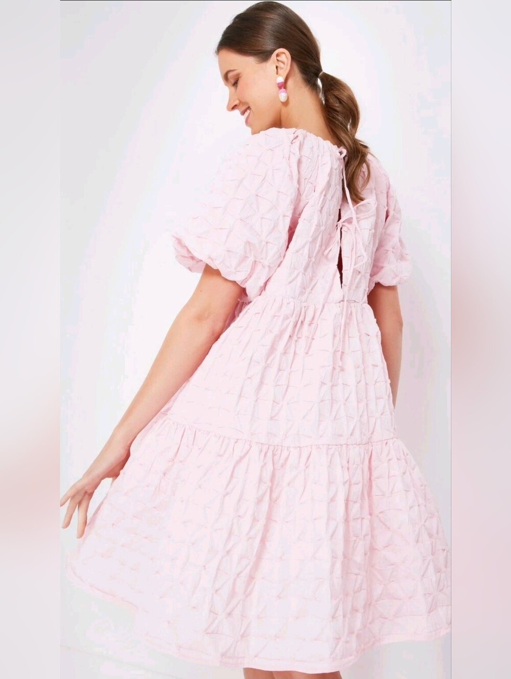 NWT Tuckernuck Hyacinth House Isabella in Pink Diamond Textured Mini Dress L - Picture 5 of 13